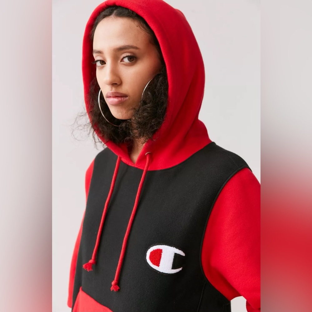Champion Mini Logo Colorblock Hoodie Sweatshirt